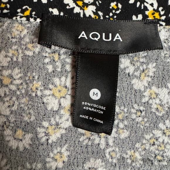 AQUA Floral Smocked Puff Sleeve Daisy Mini Dress Medium Casual Versatile NWT - Picture 8 of 9